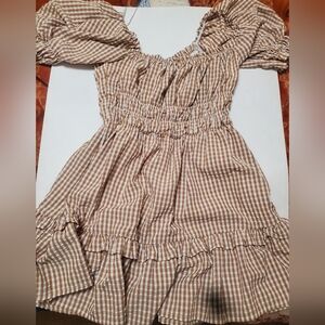 Gingham Puff Sleeve Dress